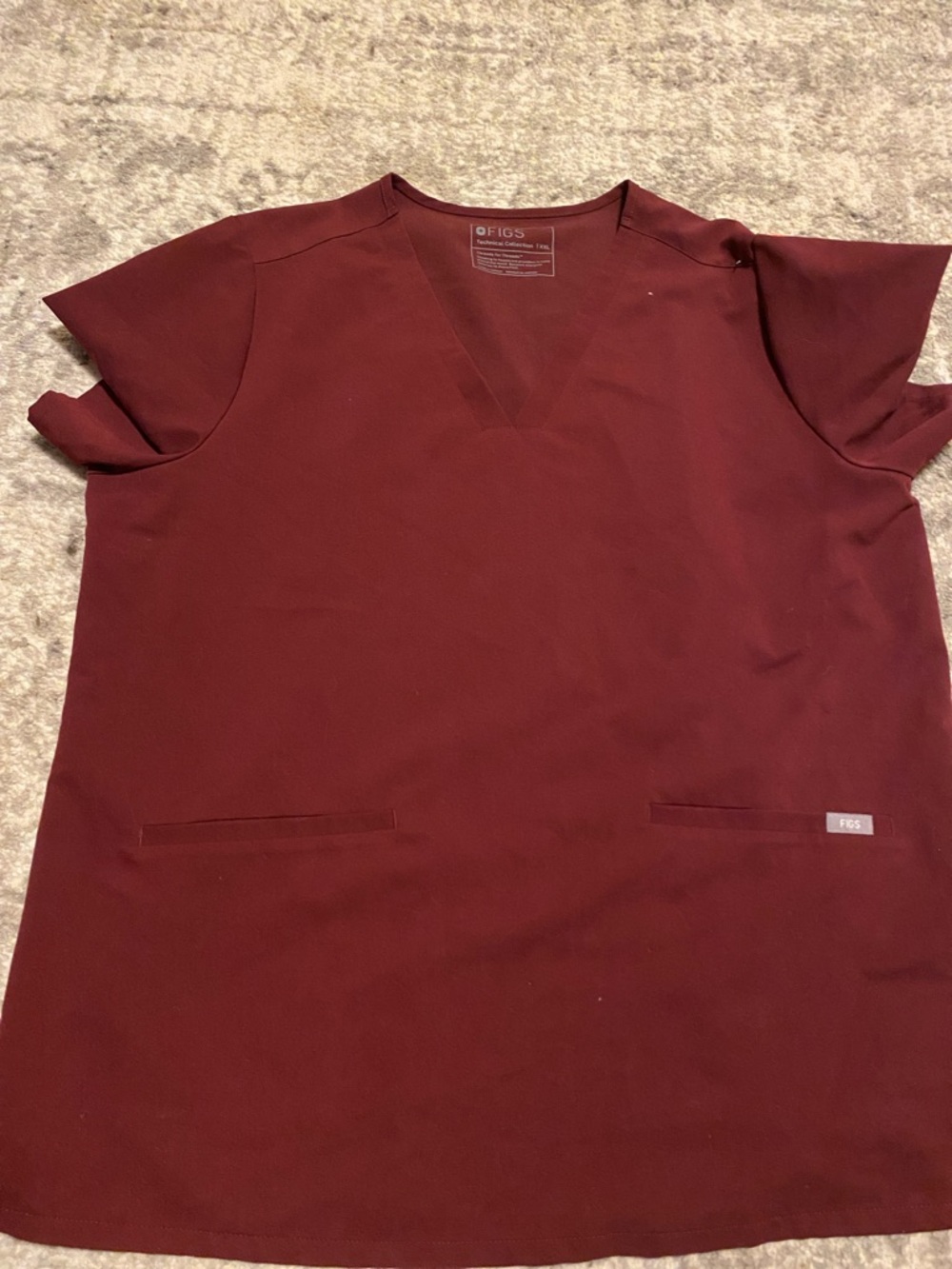 Figs Women's V-Neck Tunic Top in Burgundy